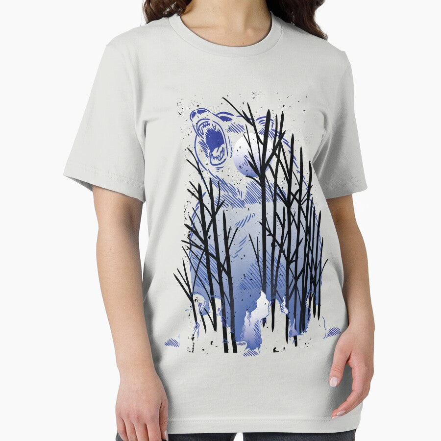 Camping Under the Moon Bear Design | Night Adventure Nature Art by Mido tee art shop