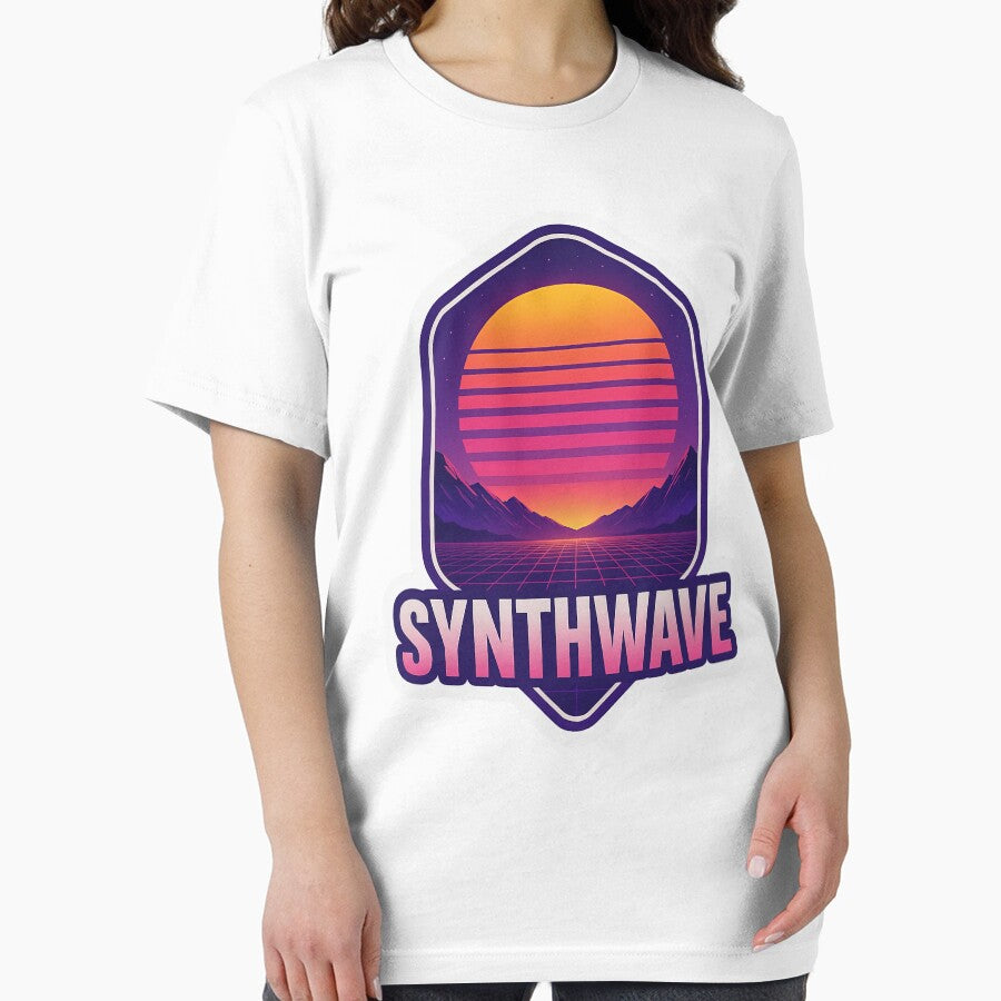 Synthwave Sunset – Retro Aesthetic Sticker by Krystian Zielinski