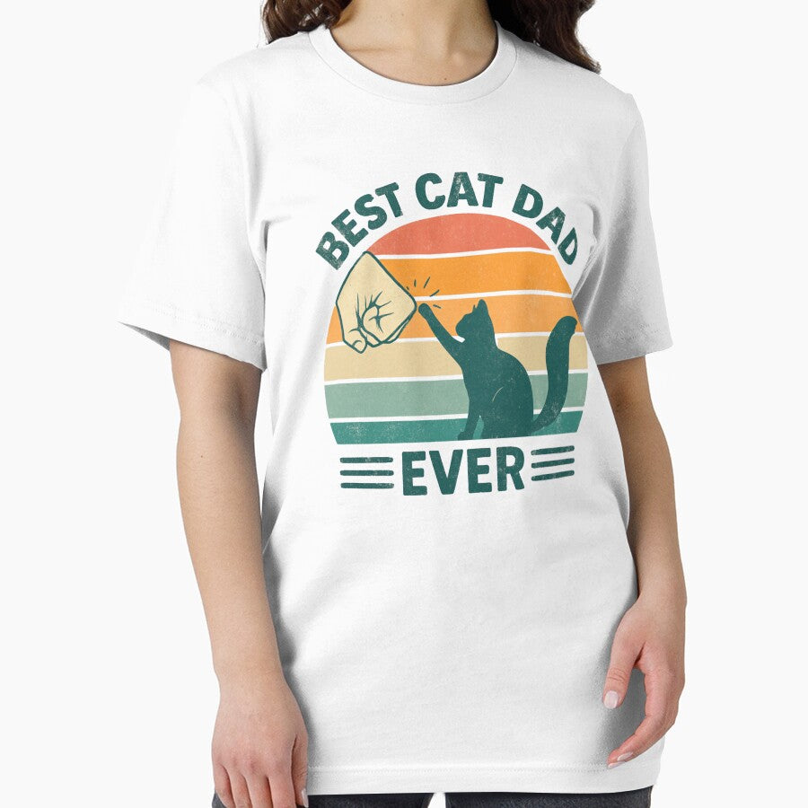 Best Cat Dad Ever – Retro Fist Bump Cat Design by Sonchai Paladsai