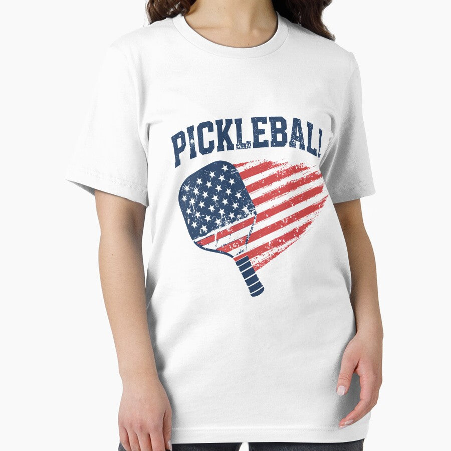 Funny Pickleball Paddle American Flag Patriotic Sports Vintage Distressed by CF_VintageDesign