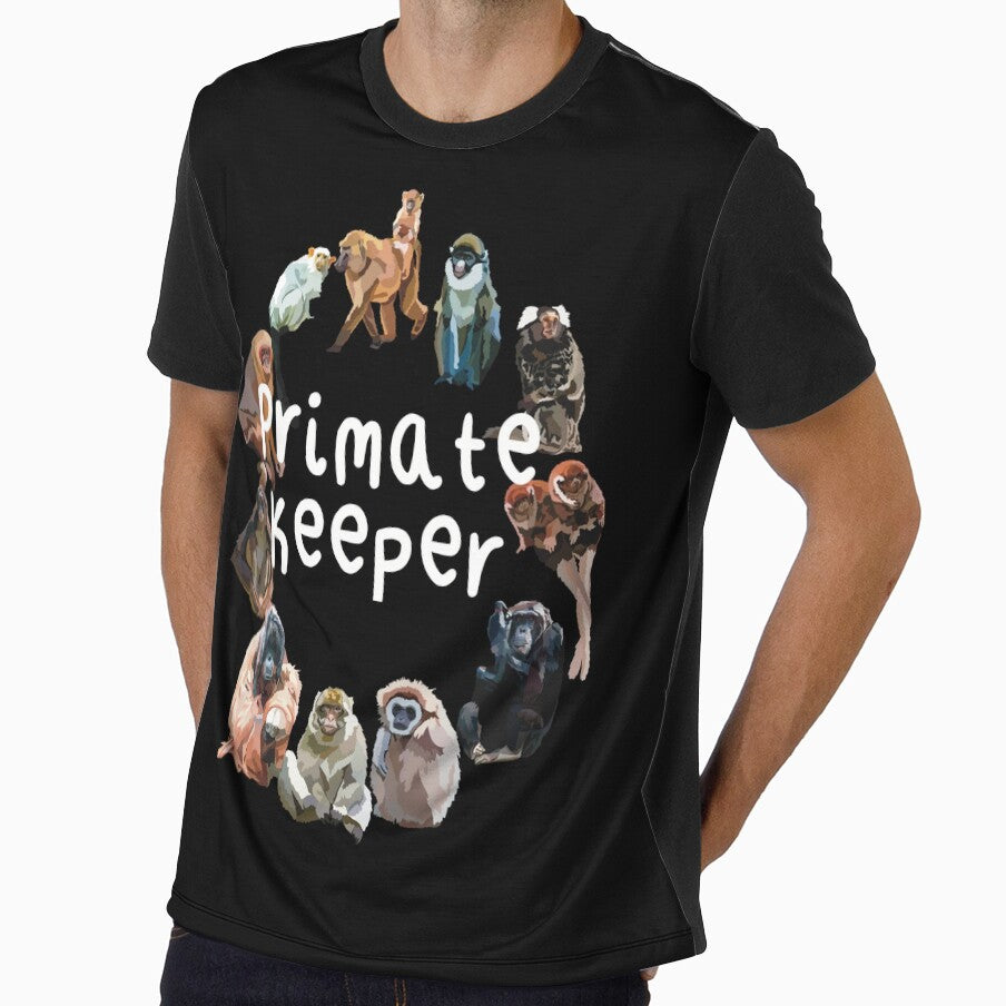 P is for Primate Keeper,.Primate Keeper Design – Dedicated Care and Conservation of Monkeys and Apes Artwork by PrettylittlepastelUk