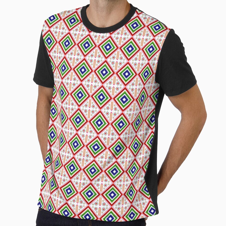 Colorful Tribal Diamond Pattern – Ethnic Geometric Textile Inspired Design by FABRIC_ARTS