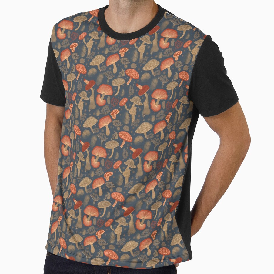 Cute Abstract Cottagecore Mushroom Pattern by Brainless Art