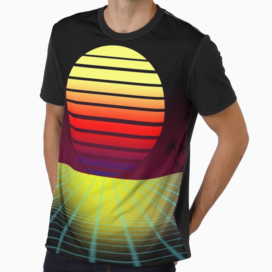 Retro Synthwave 80's Tropical Landscape by ScaryWhale