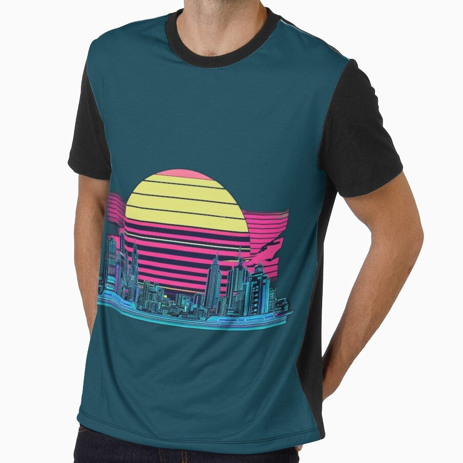 Neon Synthwave Sunset – Retro 80s Vaporwave Aesthetic by OPURA