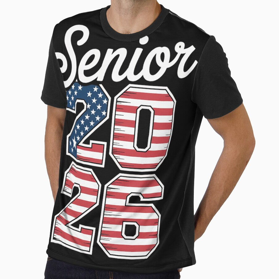 Senior Year 2026 American Flag USA Graduation Class Of 2026 by BlassmausArt