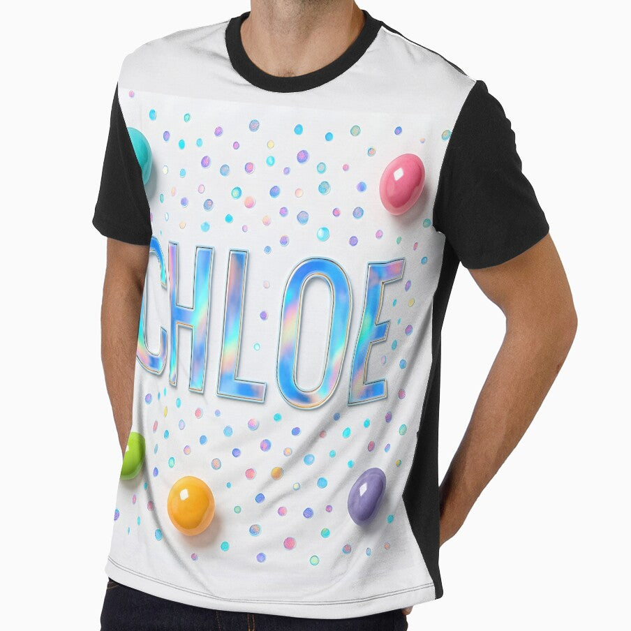 CHLOE Holographic Name Art – Iridescent Typography with Confetti Dots by VoidBloom Studio