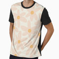 Daisy Time Retro Floral Pattern Pale Blush Pink and Mustard by kierkegaard