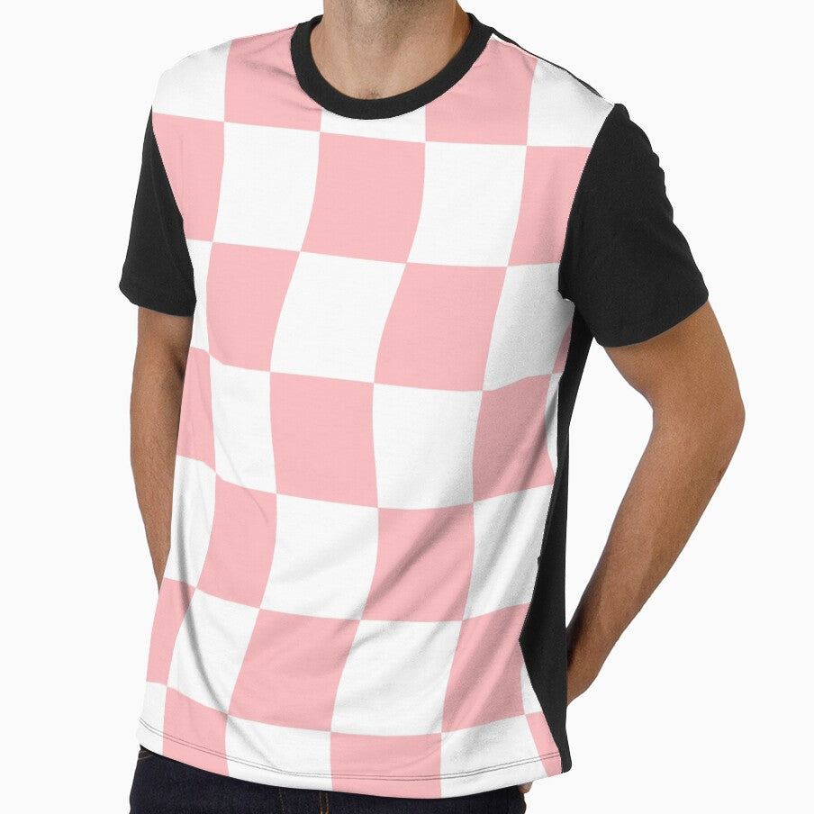 Y2K Pastel Pink White Wavy Checkerboard Pattern by JessicaAmber