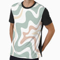 Liquid Swirl Retro Abstract in Light Sage Celadon Green, Light Blush, Cream, and White by kierkegaard