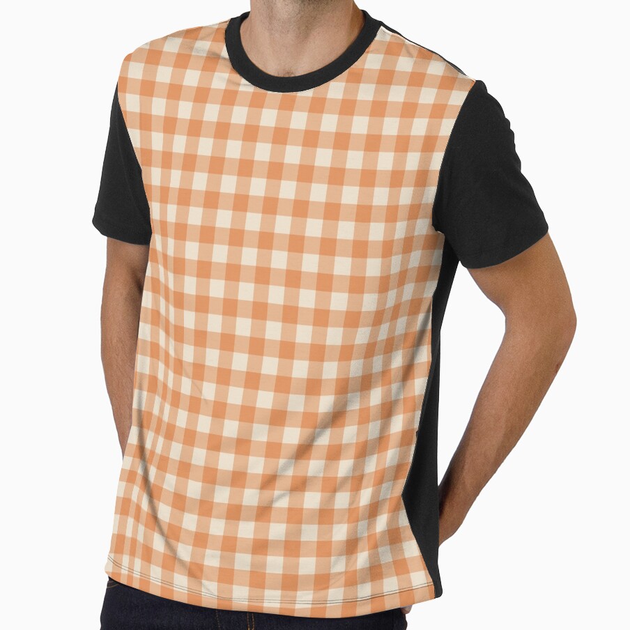 Terracotta and Charcoal Gingham Picnic Pattern, Aesthetic Burnt Orange Plaid Gingham Check, Earthy Orange and Dark Grey Gingham Aesthetic, Modern Terracotta Gingham Plaid Checkerboard by VivaFy