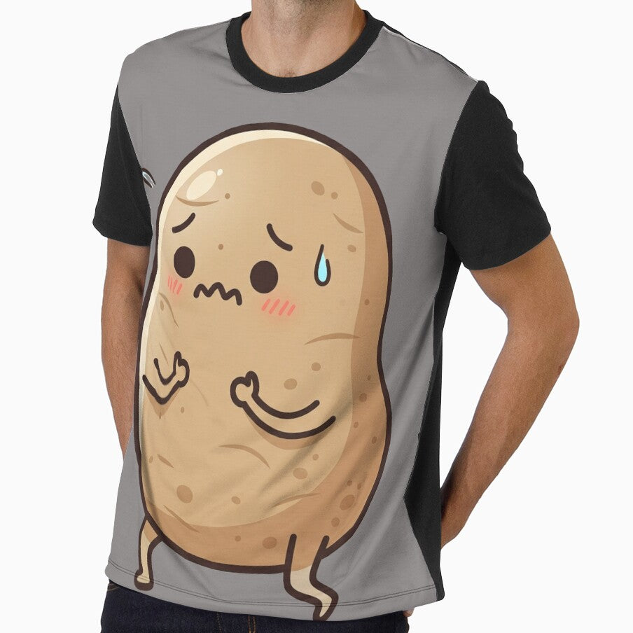 Worried Potato – Funny Anxiety Mascot Art Grey by Strange Comforts