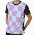 Danish Pastel Purple Blue Wavy Checkerboard Pattern by JessicaAmber