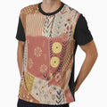 Botanical Patchwork Design with Earthy Colors and Abstract Textile Collage by SplashTastic