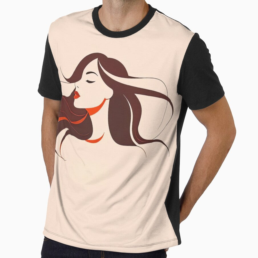 Minimalist Woman Portrait – Eyes Closed, Wind in Hair – Elegant Line Art Illustration by SpeckAndLook