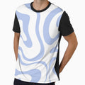 Modern Liquid Swirl Abstract Square in White and Light Blue Periwinkle by kierkegaard