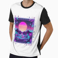 Retro Neon Cyber Pyramid Landscape Art by ajamzbox