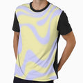 Dreamy Retro Liquid Swirl Contemporary Abstract 2 in Butter Yellow and Lavender Pastel by kierkegaard