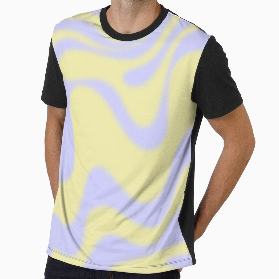 Dreamy Retro Liquid Swirl Contemporary Abstract 2 in Butter Yellow and Lavender Pastel by kierkegaard