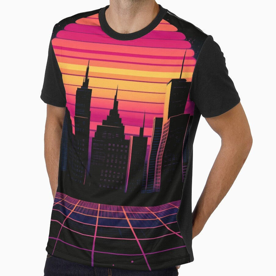 Retro Neon Cityscape – 80s Aesthetic by Carlos Monteiro