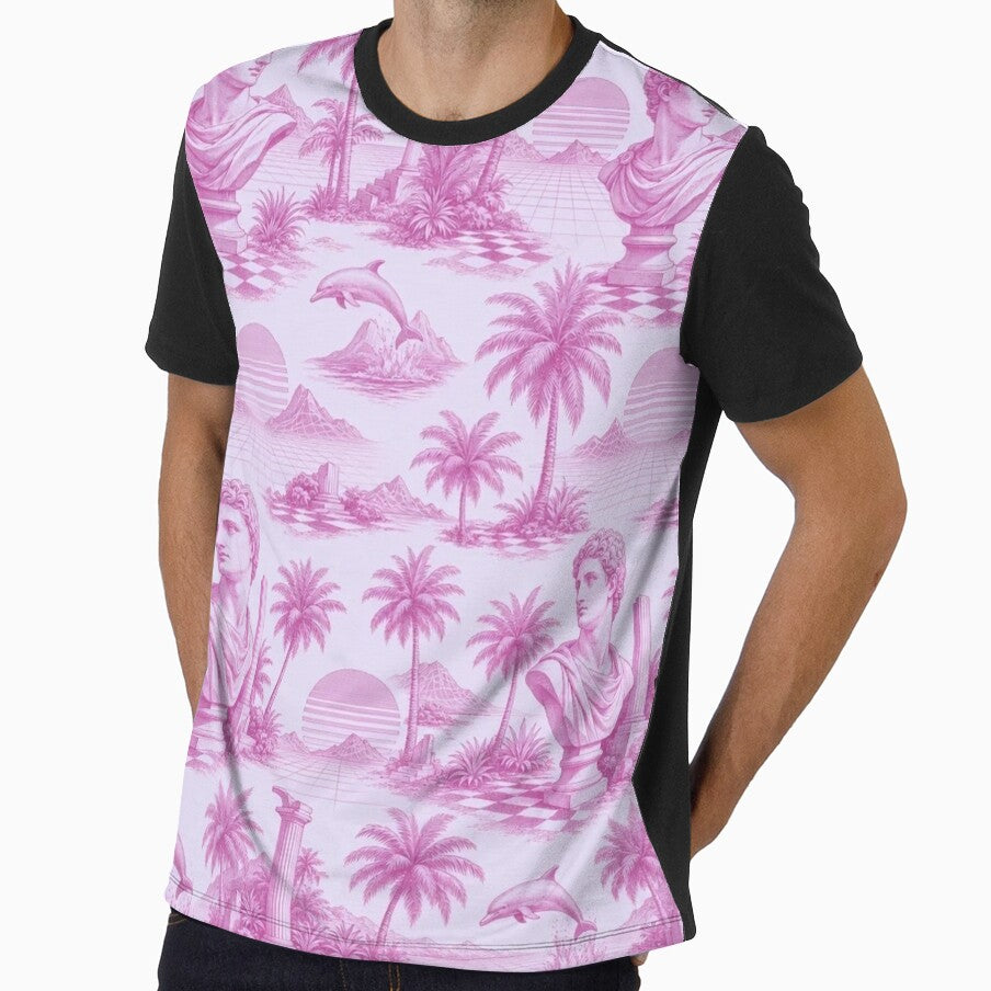 Vaporwave Palm Statue Toile Pattern Retro Sunset by StickyGuys