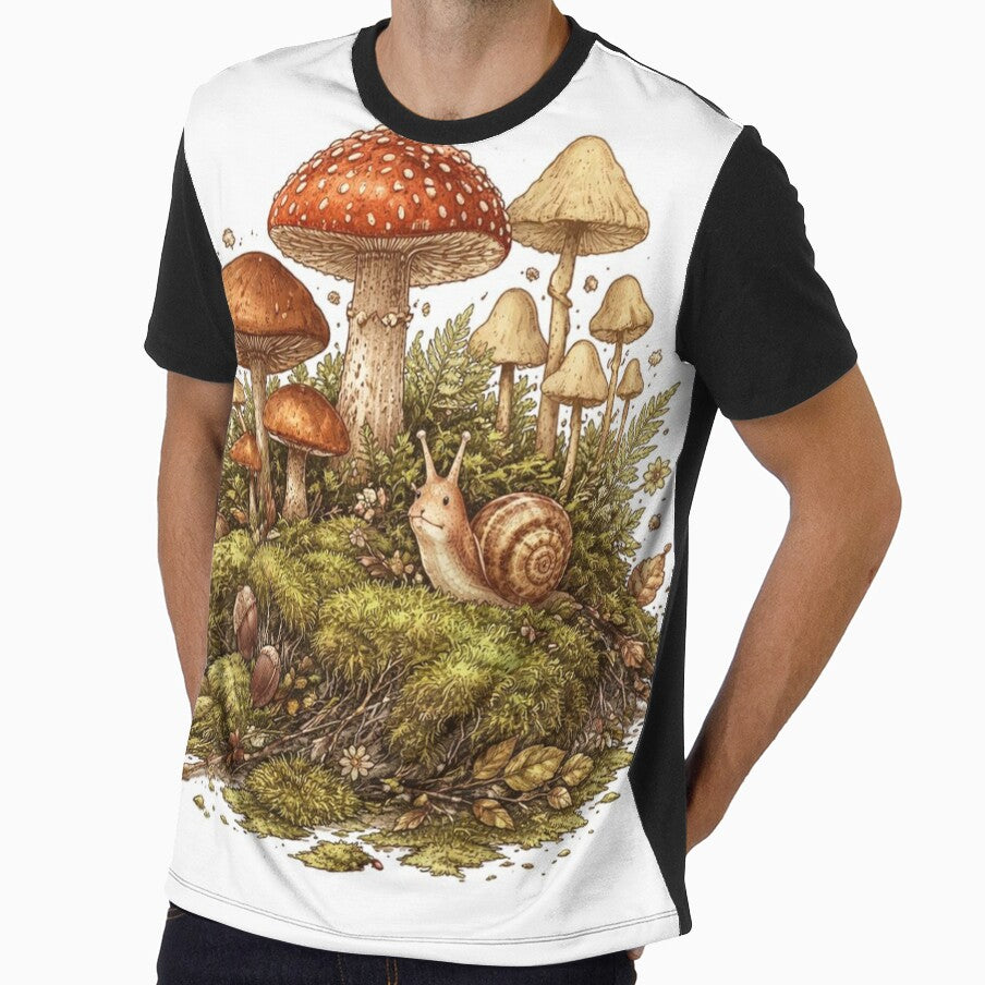 Vintage Cottagecore Mushroom Garden with Snail by Dariusz.K