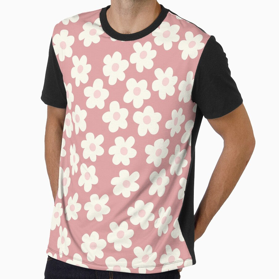 groovy retro y2k 2000s big flower power 1960s 60s 70s danish aesthetics coconut girl ditsy daisies peach pastel pink by blomastudios
