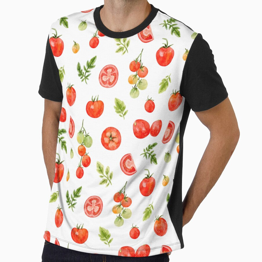 Tomatoes in Watercolor Pattern (White Background) by andrebalest.art