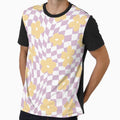 Psychedelic warped pastel checkerboard with flowers by TheColorFlow