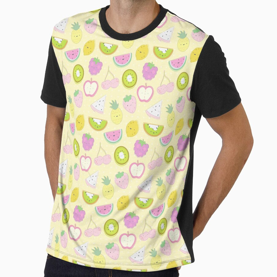 Cute Fruit Themed Seamless Pattern Yellow by MadeByBeata