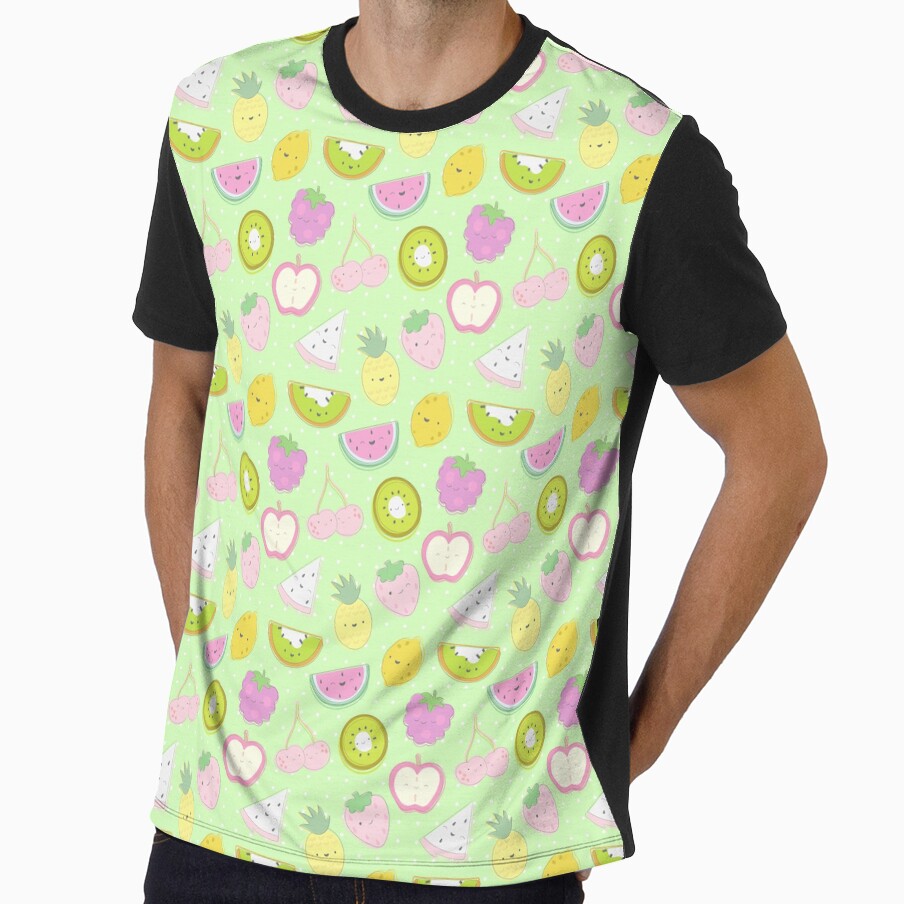 Cute Fruit Themed Seamless Pattern Green by MadeByBeata