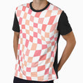 Trippy Checks in Blush and Pink Tones on White by kierkegaard