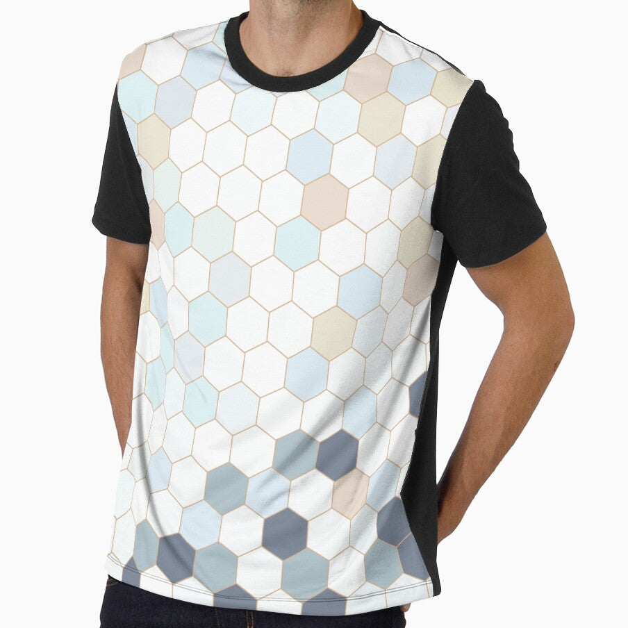 Sunwashed Pastel Hexagon Geometric Mosaic by Karin Taylor