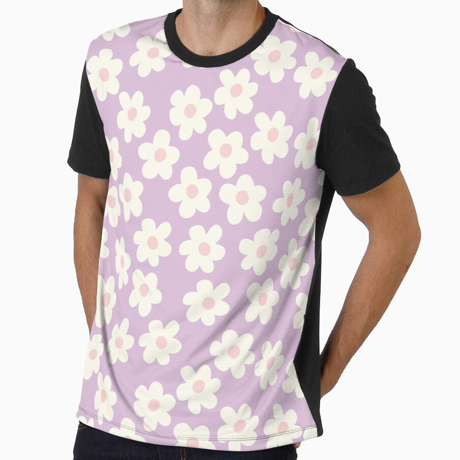 groovy retro y2k 2000s big flower power 1960s 60s 70s danish aesthetics coconut girl ditsy daisies peach pastel pink lilac by blomastudios