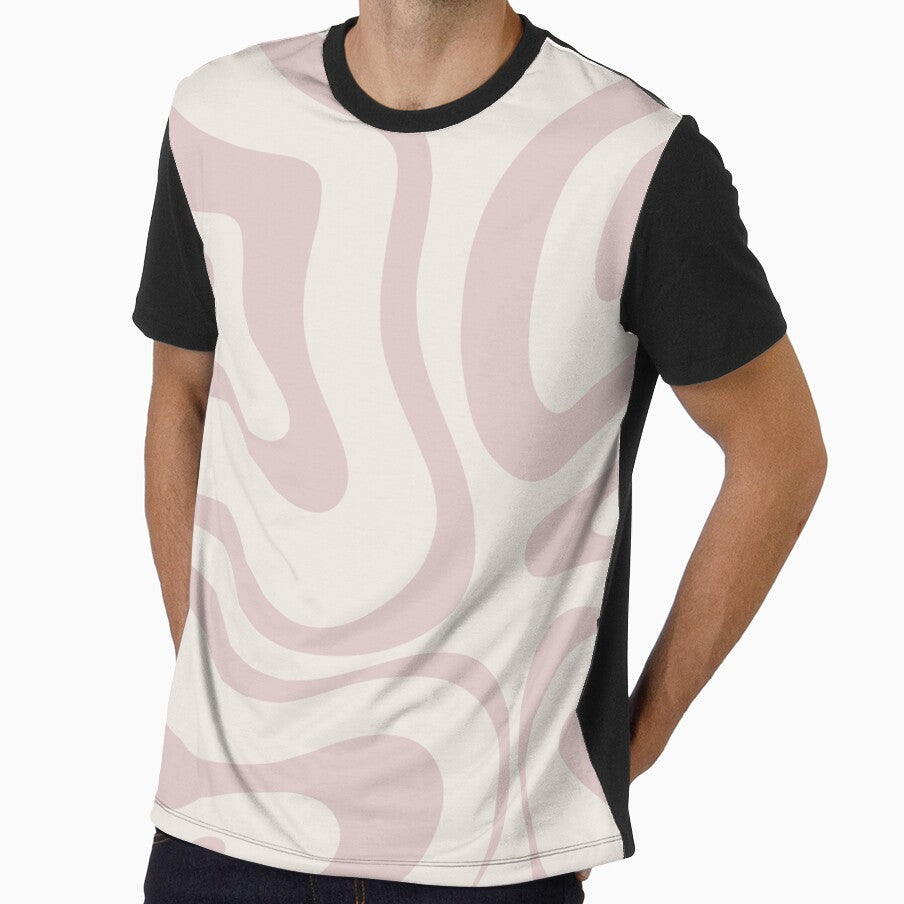 Modern Retro Liquid Swirl Contemporary Abstract Pattern in Pale Dusky Pink and Ivory by kierkegaard