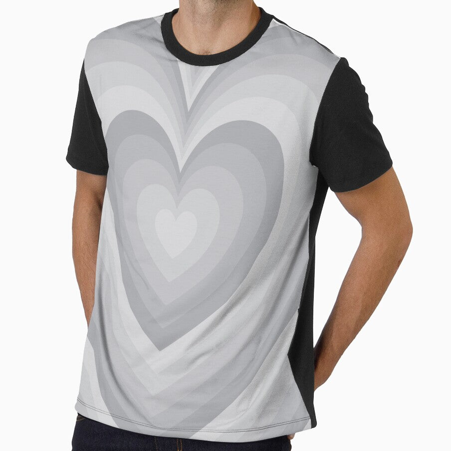Metallic Silver Concentric Heart Tunnel Retro Y2K Pattern by Aesthetic Crew