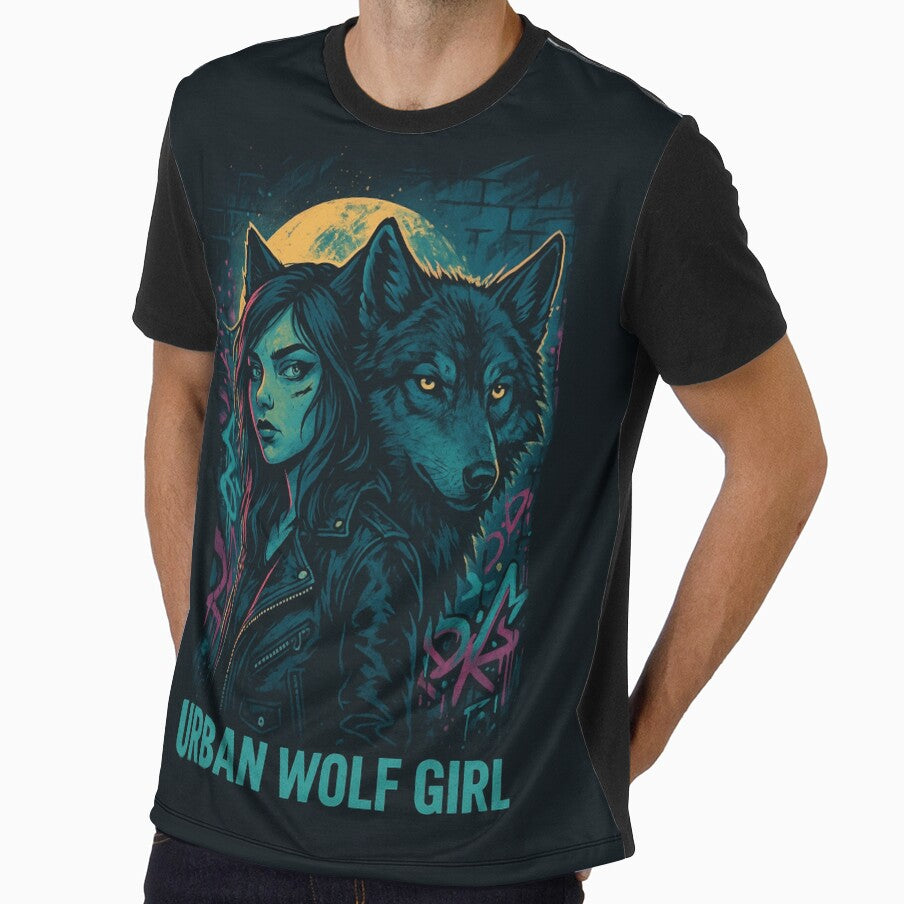 Urban Wolf Girl – Neon Grunge Art by Meandmyshop