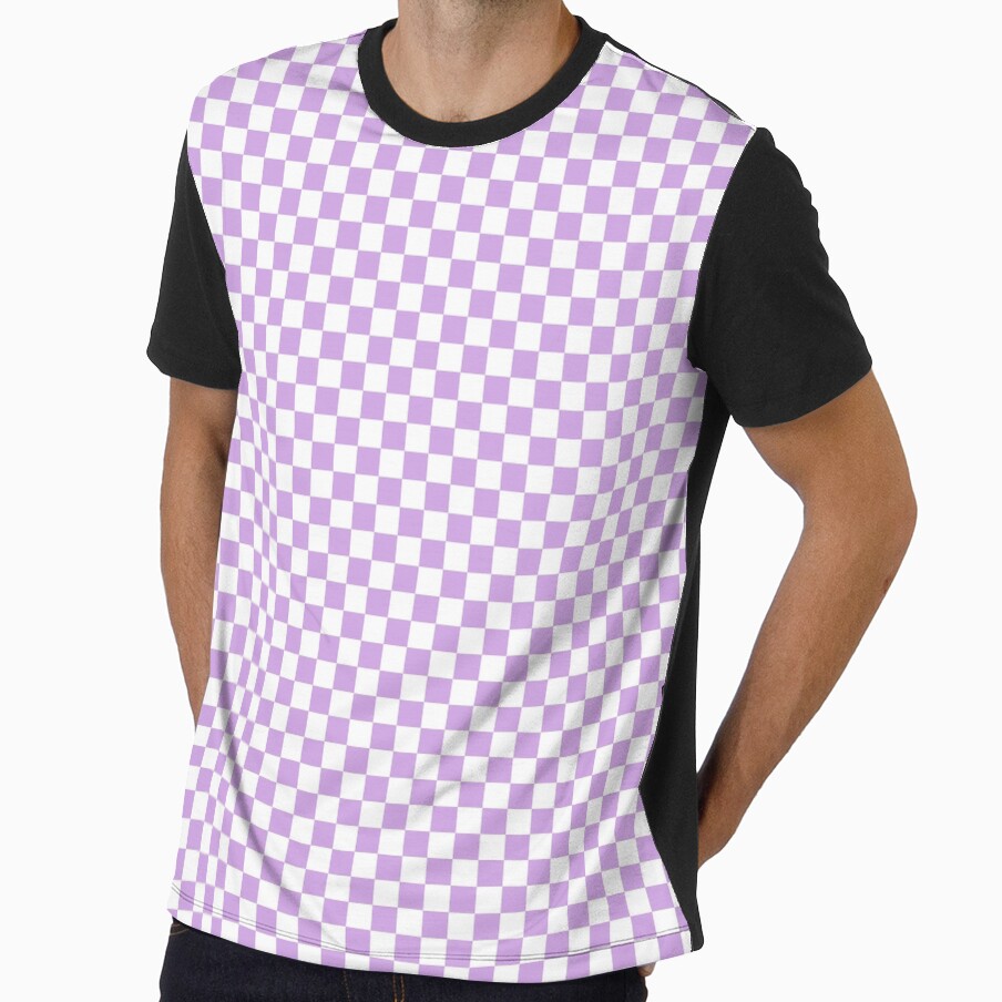 Lavender and White Checkerboard | Aesthetic Pastel Purple Checkered Grid | Retro 70s Lavender White Checkered | Modern Lavender Gingham Plaid | Preppy Light Purple Checker by VivaFy