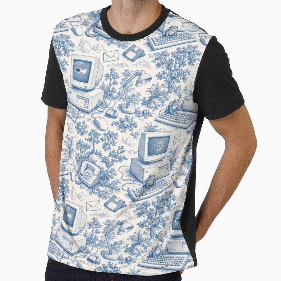 Y2K Dial Up Computer Toile Pattern Retro Internet by StickyGuys