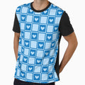 Retro Blue Heart Checkerboard Pattern - Aesthetic Y2K Pastel Plaid by DeeLulu