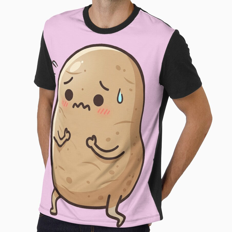 Worried Potato – Funny Anxiety Mascot Art Pink by Strange Comforts