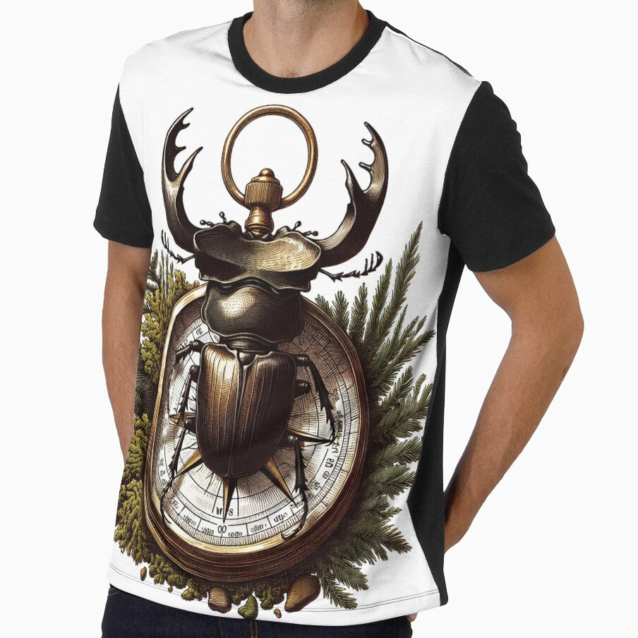 Vintage Stag Beetle Navigator on Brass Compass - Dark Academia Entomology by The Mossy Library