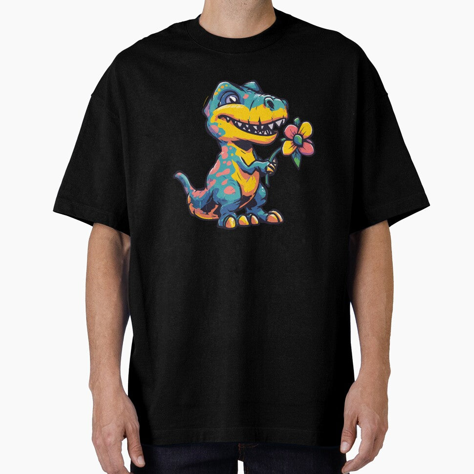 Cute Colorful Dinosaur Holding a Flower – Adorable Dino Art for Kids & Dino Lovers by DConcept