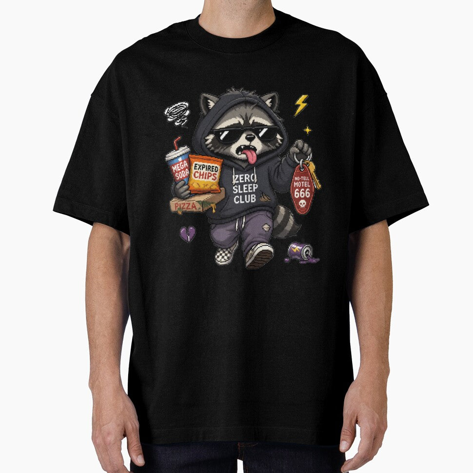 Zero Sleep Club Raccoon Pixel Art Graphic by Motel Mirage