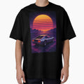Retro Future Drive – Vaporwave Sunset Car Art by A Wayward Birds Production
