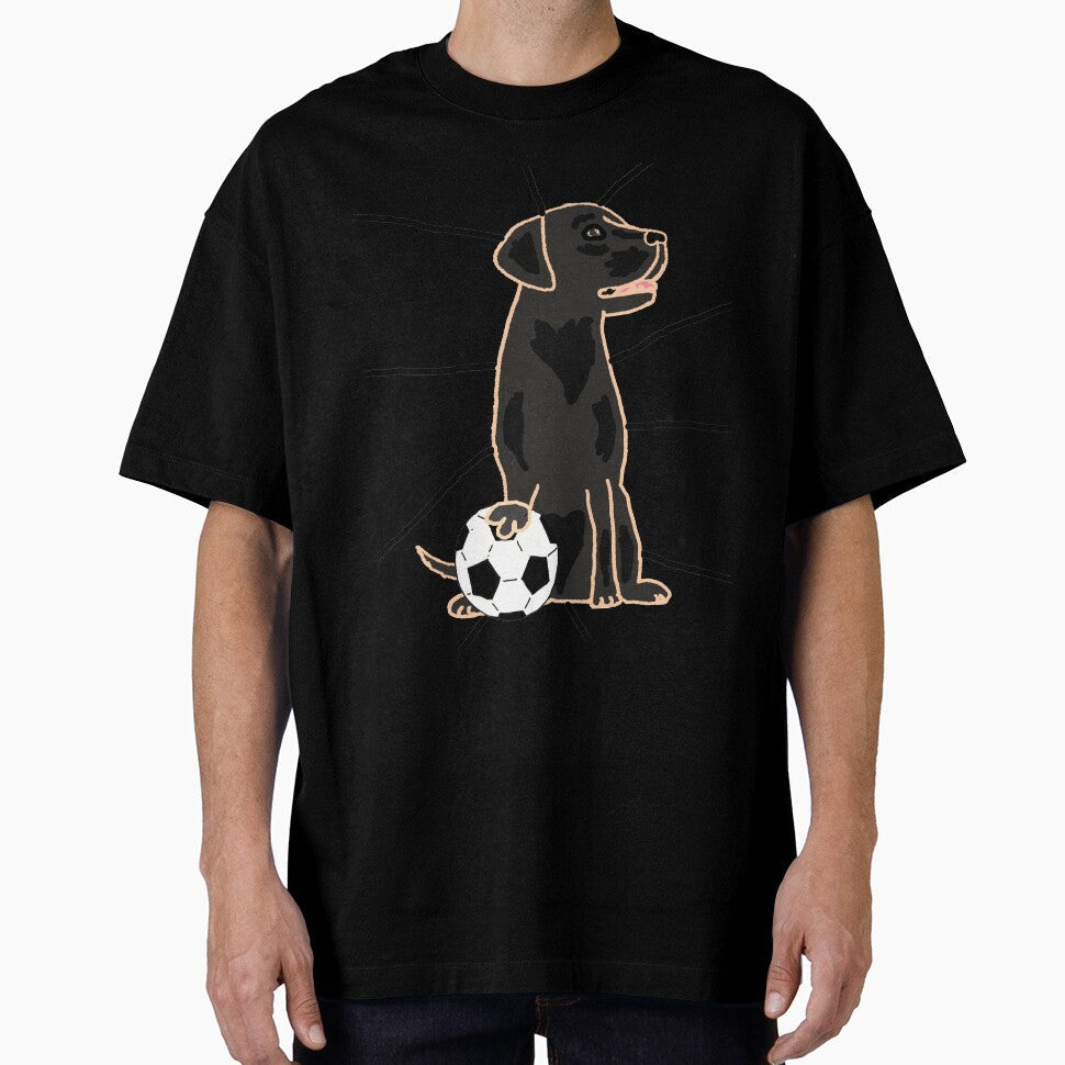 Cute Black Lab Playing Football Cartoon by Nature's Fancy