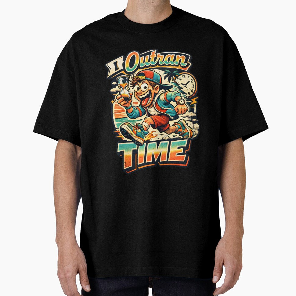 I Outran Time Funny Retro Pop Aesthetic - Motivational Time Management Satire Art - Vintage 90s Nostalgia Graphic - Summer Beach Sunset Glitch Core Design for Dark Humor & Tech Enthusiasts by Vivaan Studio
