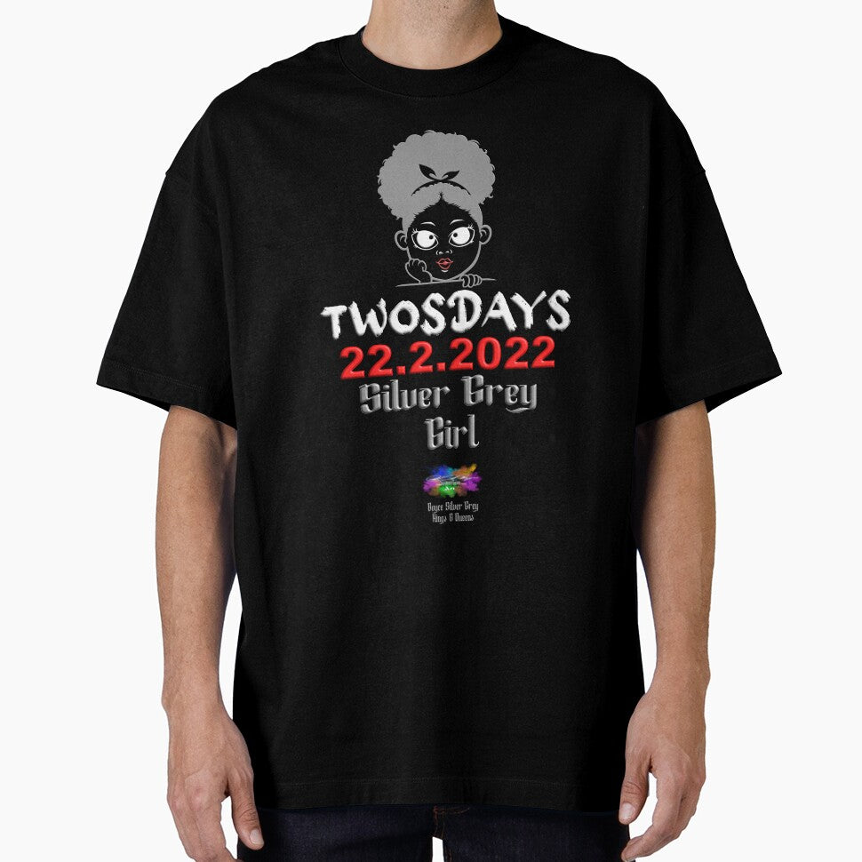 Happy Twosday one-time event Silver grey girl.(light logo on Dark top) by markyboyce247