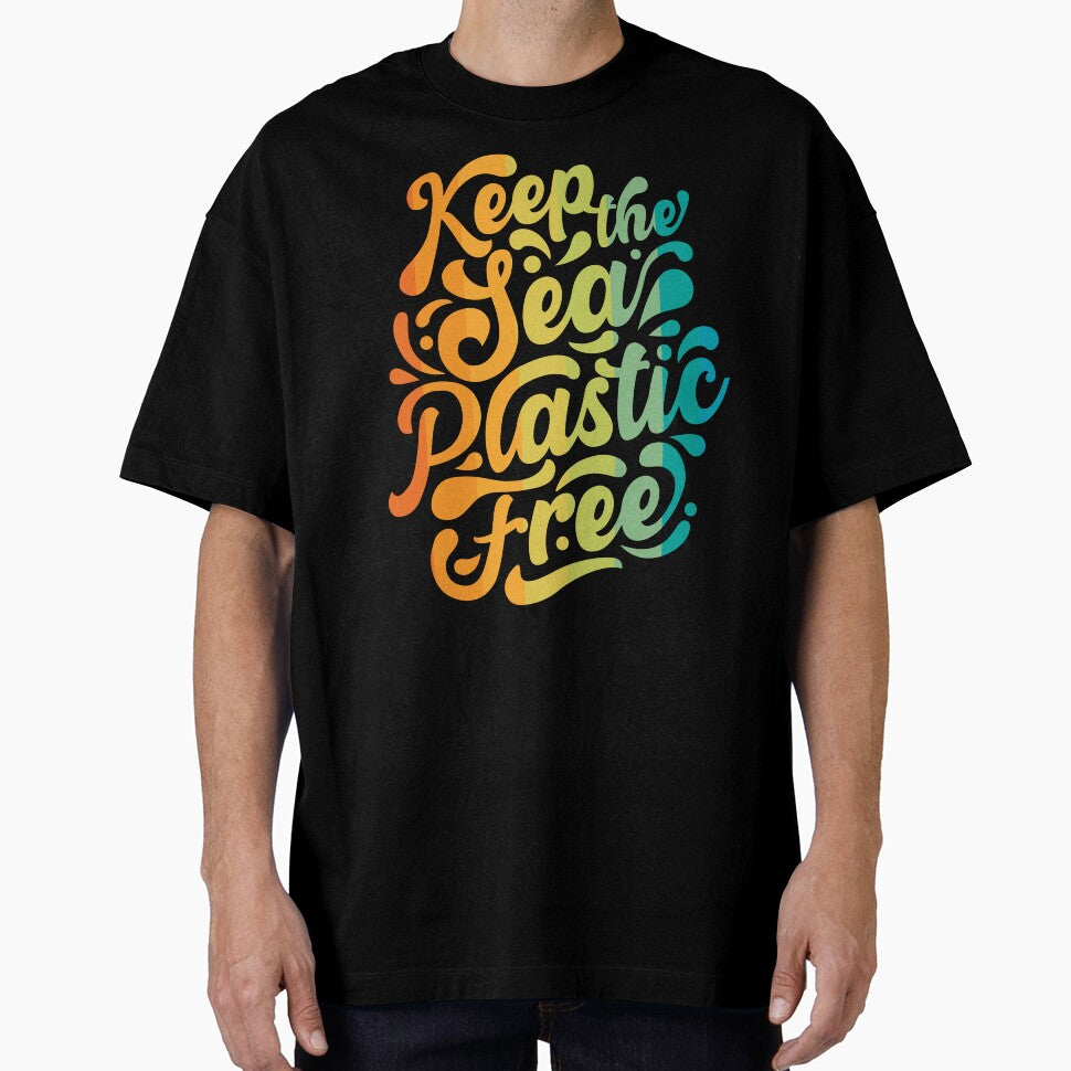 Keep the Sea Plastic Free - Retro Script Typography by Bangtees