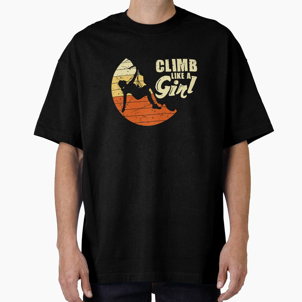 Climb Like A Girl Rock Climbing graphic, Cliff Climber Tee by Lisbob